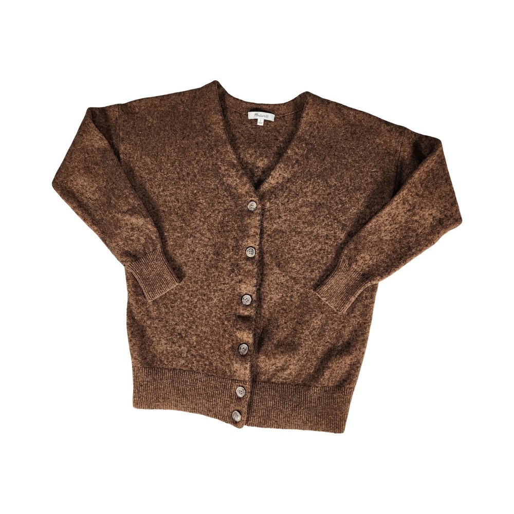 Madewell Women's Brown Speckled V-Neck Button Up‎ Cardigan Sweater Size S